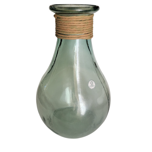 Large Glass Vase Made in Spain Hand Blown Rustic Green Jute Vidrios San Miguel - Picture 4 of 8